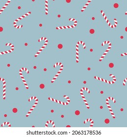 Christmas holiday vector seamless pattern from candy in winter vintage design for wallpaper,  wrapping paper, fabric textile.  Cute Xmas background for print