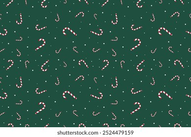 Christmas holiday vector seamless pattern from candy. For wallpaper, wrapping paper, fabric textile. Tasty, hand drawn delicious holiday print.	
