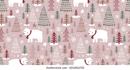 christmas, holiday and winter illustration seamless pattern for christmas decoration and background