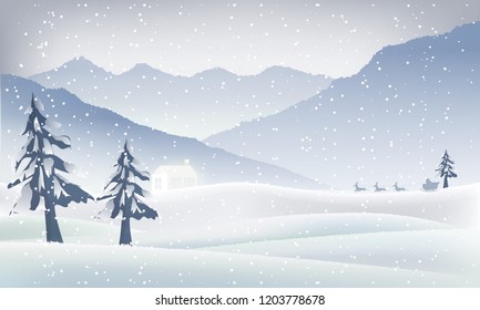 Christmas holiday with winter landscape. Is a vector illustration