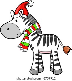Christmas Holiday Zebra Vector Illustration