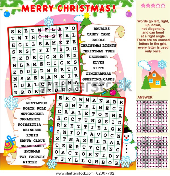 christmas holiday zigzag word search puzzle stock vector