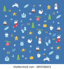 Christmas Holidays Advent Numbers Search Game Illustration. Vector Art