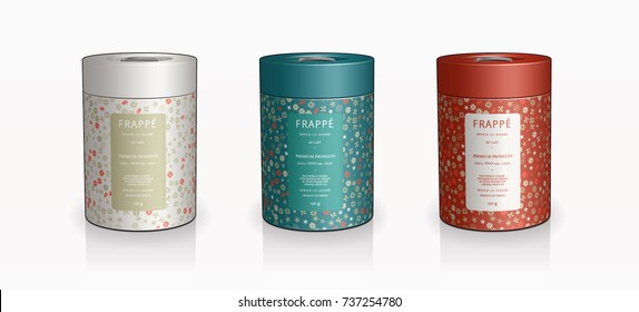 Christmas Holidays Celebration Festive Season Cylinder Container Tea Coffee Tin Packaging Design 3D Illustration Cookie Jar