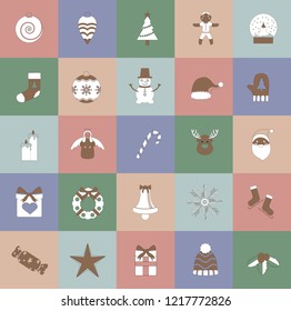 A Christmas and holidays circular flat design style set of a 25 icons . File is cleanly built and easy to edit. . Flat ui color style without clipping masks.
