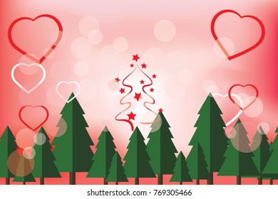 Christmas holidays composition on 
pink bokeh  background with copy space for your text. Vector Illustration