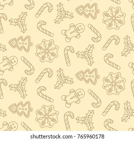 Christmas holidays cookie seamless vector pattern