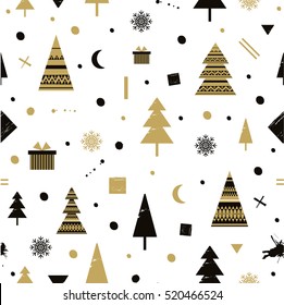 Christmas holidays Cute vector seamless pattern. All elements are  hidden under mask. Pattern are not cropped and can be edited.