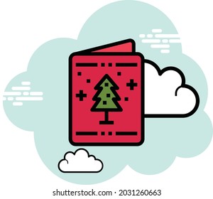 Christmas holidays filled outline with background icon set
