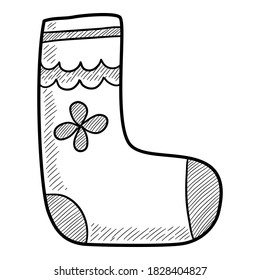 Christmas holidays girl sock icon. Hand drawn and outline illustration of Christmas holidays girl sock vector icon for web design