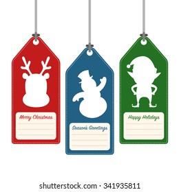 Christmas and holidays hang tag label, vector illustration