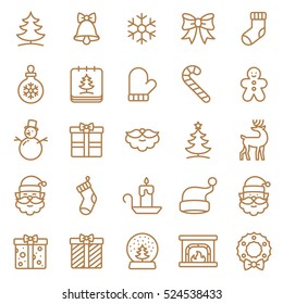 Christmas Holidays Minimalistic Flat Line Outline Stroke Icon Pictogram Symbol Set Collection