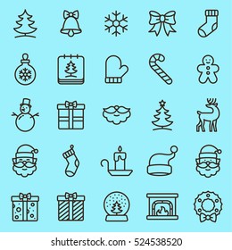 Christmas Holidays Minimalistic Flat Line Outline Stroke Icon Pictogram Symbol Set Collection