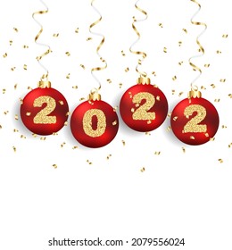 Christmas holidays. New Years background with christmas balls 2022
