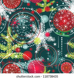 Christmas holidays pattern with tree and snow.