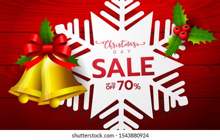 Christmas Holidays Sale Banner, Promotional Poster, Advertisement, Flyer, Up to 70% Off Sale Vector