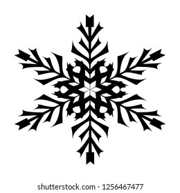 Christmas holidays snowflake ornament. Black and white vector - Vector