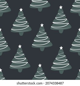 Christmas holidays tree vector seamless repeating pattern background. Trendy for fabric, textile print, wallpaper, background, wrapping or invitation cards, packaging.