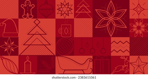 Christmas and holidays vintage background with decorations and ornaments icons