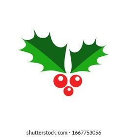 Christmas holly berries icon. Vector illustration