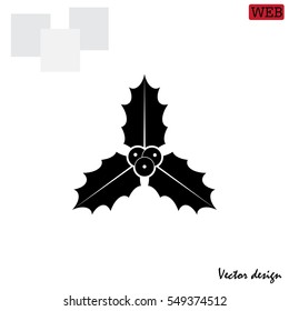 Christmas holly berries icon vector