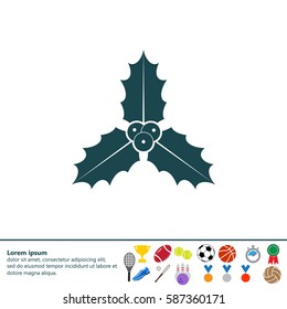 Christmas holly berries icon vector