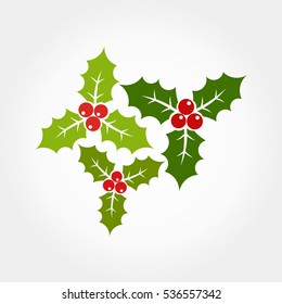 Christmas holly berries icons illustration