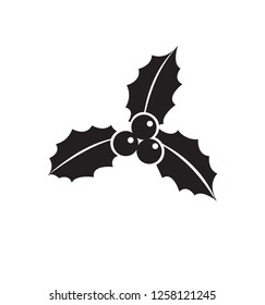 Christmas holly berries leaves icon flat vector illustration isolated on white eps 10