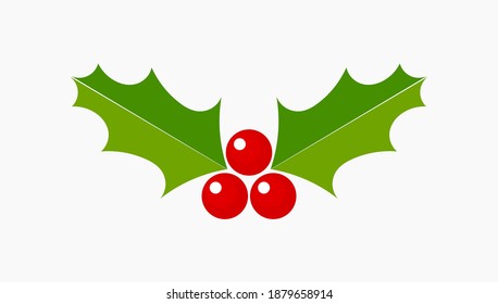 Christmas holly berries plant symbol. Vector illustration.