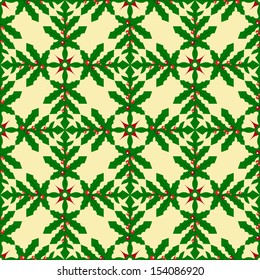 Christmas holly berries seamless pattern background