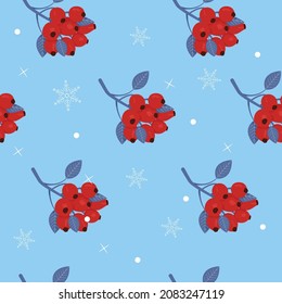 Christmas holly berries seamless pattern. Christmas plants