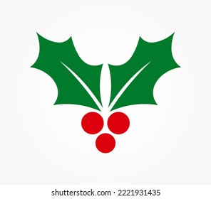 Christmas holly berries symbol. Vector illustration.