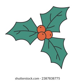 Christmas holly berry. Christmas decorations. Vector illustration.