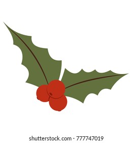 Christmas holly berry flat icon. Vector illustration isolated on a white background.