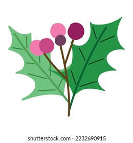 christmas holly berry icon isolated