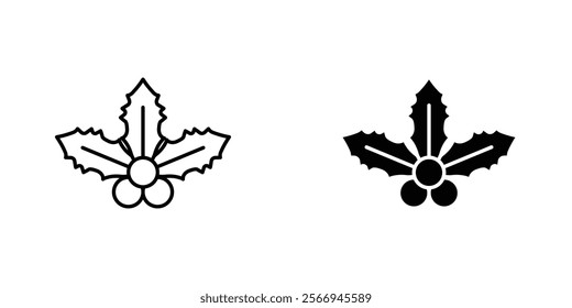 Christmas holly berry icons. black and white vector set.