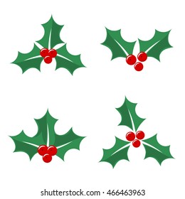 Christmas holly berry icons. Vector illustration