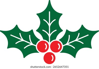 Folhas de baga de Natal. Ícone do visco de Natal. Folhas e bagas de caricatura. Ícone do visco. Ícone de Natal Holly berry