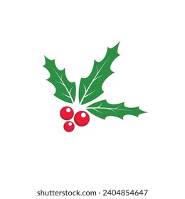 Christmas holly berry leaves. Vector illustration.
Christmas holly berry leaves flat icon