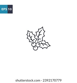 Christmas holly berry outline icon Vector illustration