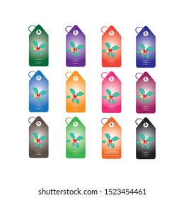 Christmas Holly berry pattern of Christmas gift tags set