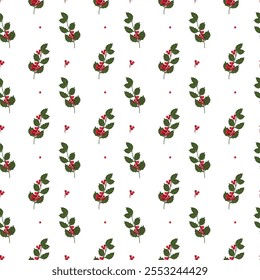 Natal holly baga padrão semaless no fundo branco, fundo sem emenda