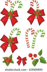 Christmas Holly Berry Set With Gradient Mesh, Vector Illustration