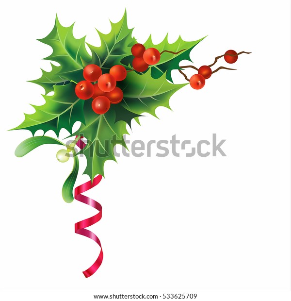 Christmas Holly Border Isolated On White Stock Vector Royalty Free 533625709