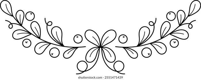 Christmas holly border outline illustration