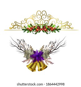 Christmas Holly brunches decoration vector