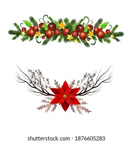 Christmas Holly brunches decoration vector
