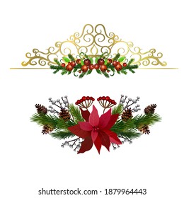 Christmas Holly brunches decoration vector