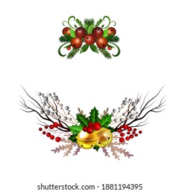 Christmas Holly brunches decoration vector