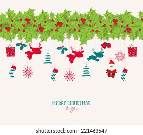christmas holly and element background